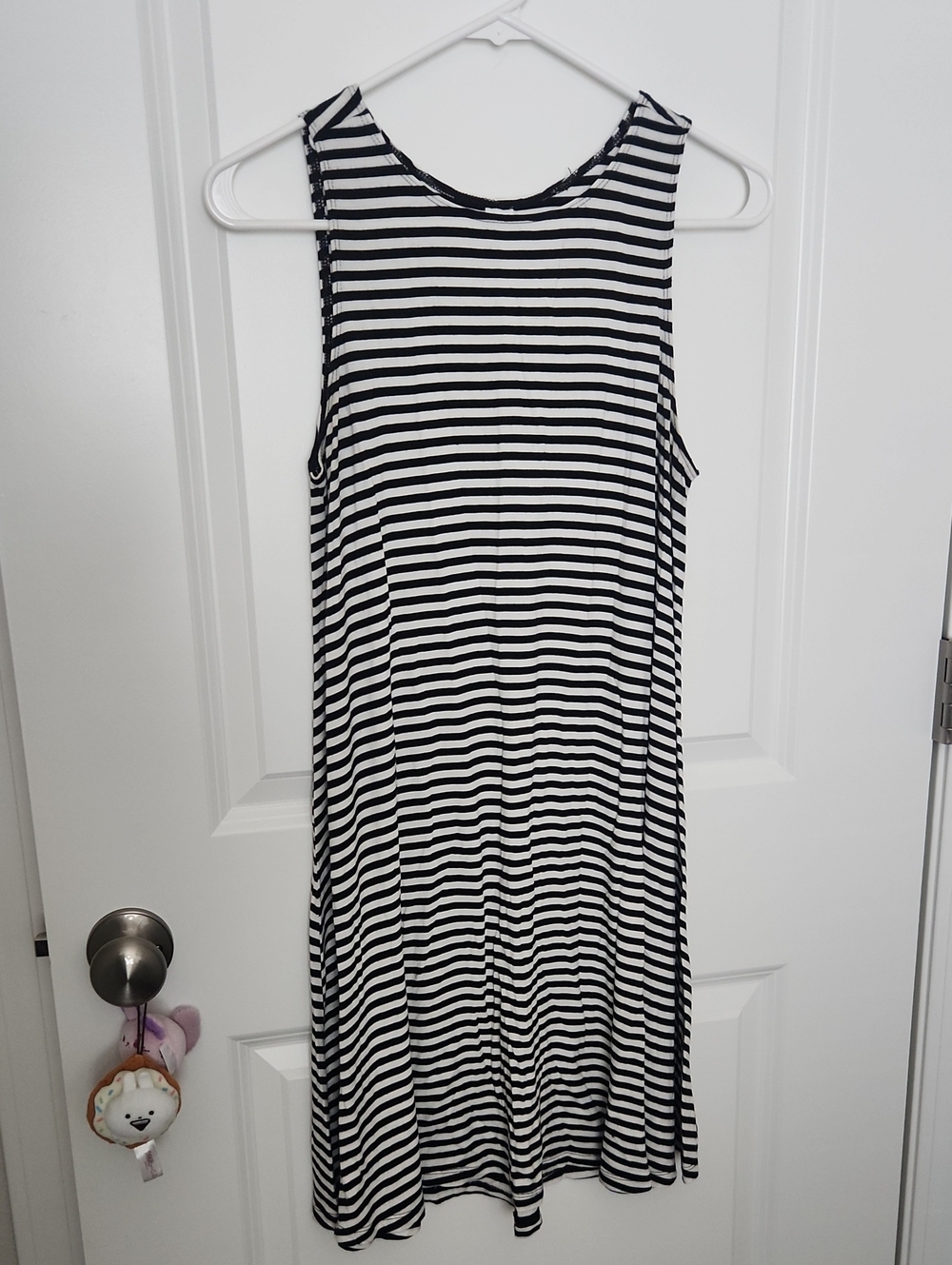 Old Navy Black and White Striped Midi Tank Dress